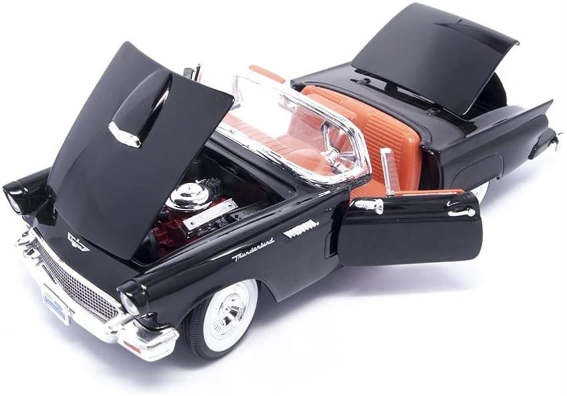 Road Signature 92358 1/18 Ölçek, 1957 Ford Thunderbird, Black, Sergilemeye Hazır Metal Araba Modeli