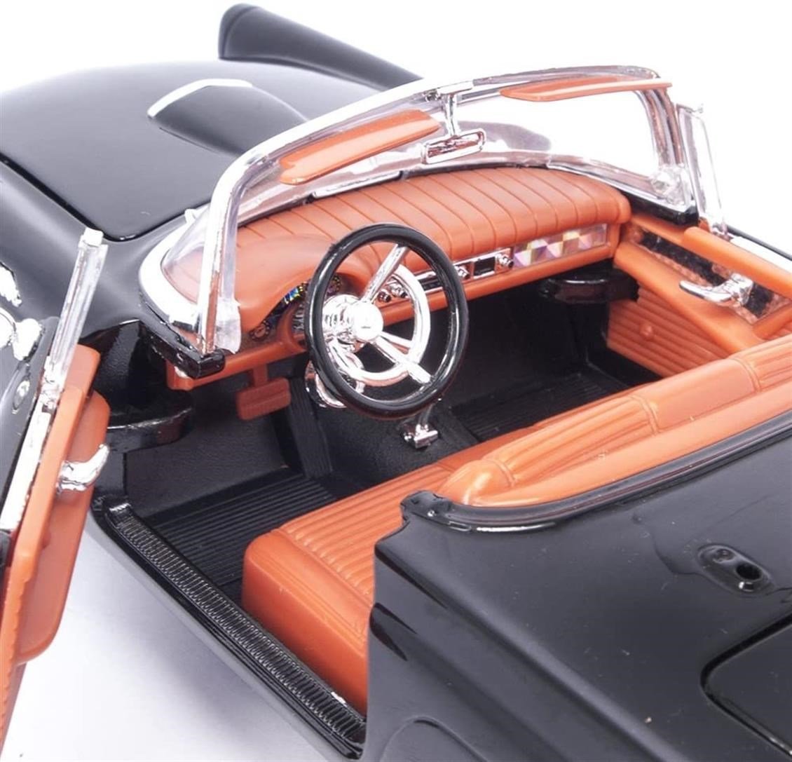 Road Signature 92358 1/18 Ölçek, 1957 Ford Thunderbird, Black, Sergilemeye Hazır Metal Araba Modeli