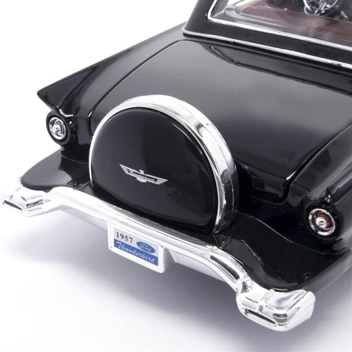 Road Signature 92358 1/18 Ölçek, 1957 Ford Thunderbird, Black, Sergilemeye Hazır Metal Araba Modeli