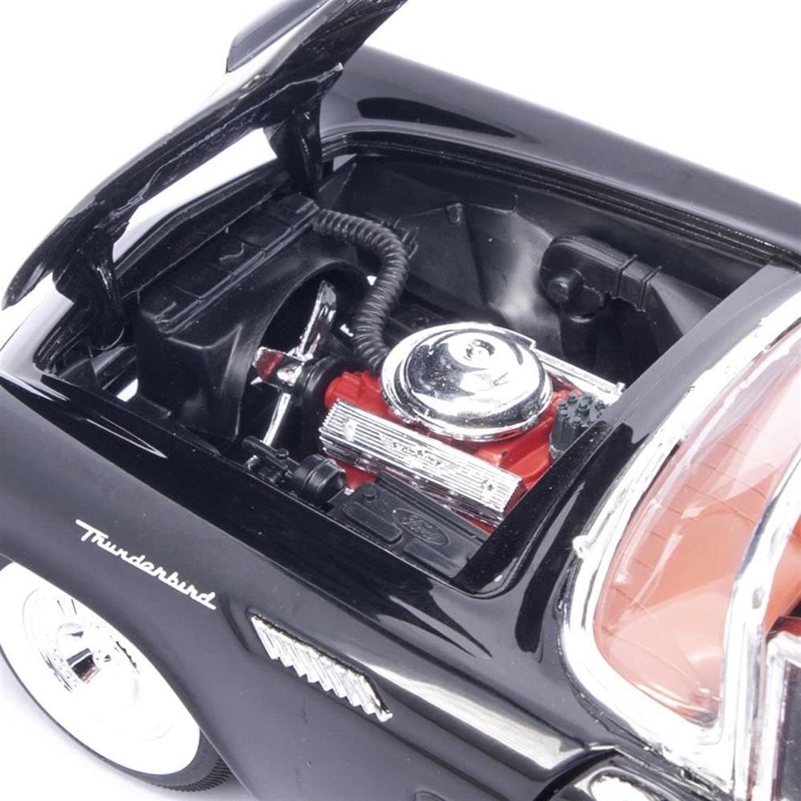 Road Signature 92358 1/18 Ölçek, 1957 Ford Thunderbird, Black, Sergilemeye Hazır Metal Araba Modeli