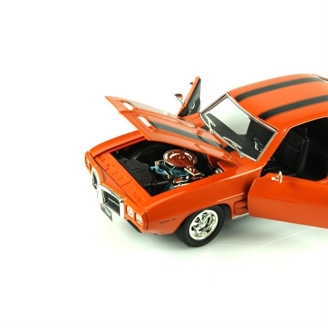Road Signature 92368 1/18 Ölçek, 1969 Pontiac Firebird Transam, Orange, Sergilemeye Hazır Metal Araba Modeli