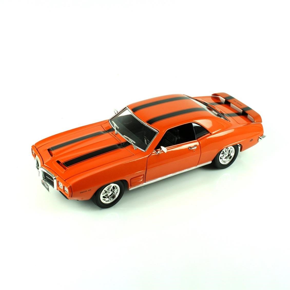 Road Signature 92368 1/18 Ölçek, 1969 Pontiac Firebird Transam, Orange, Sergilemeye Hazır Metal Araba Modeli