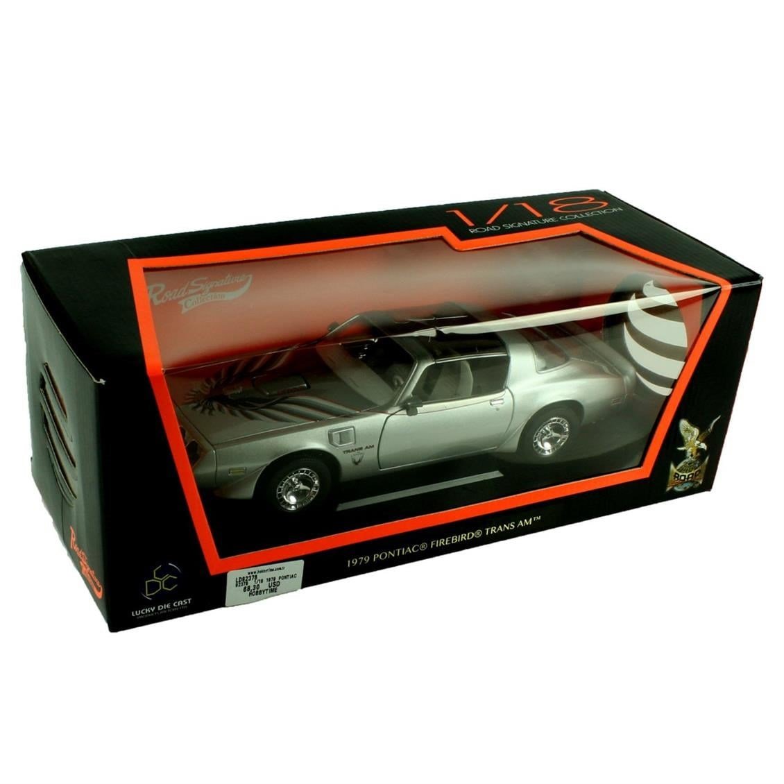 Road Signature 92378 1/18 Ölçek, 1979 Pontiac Firebird Transam, Silver, Sergilemeye Hazır Metal Araba Modeli