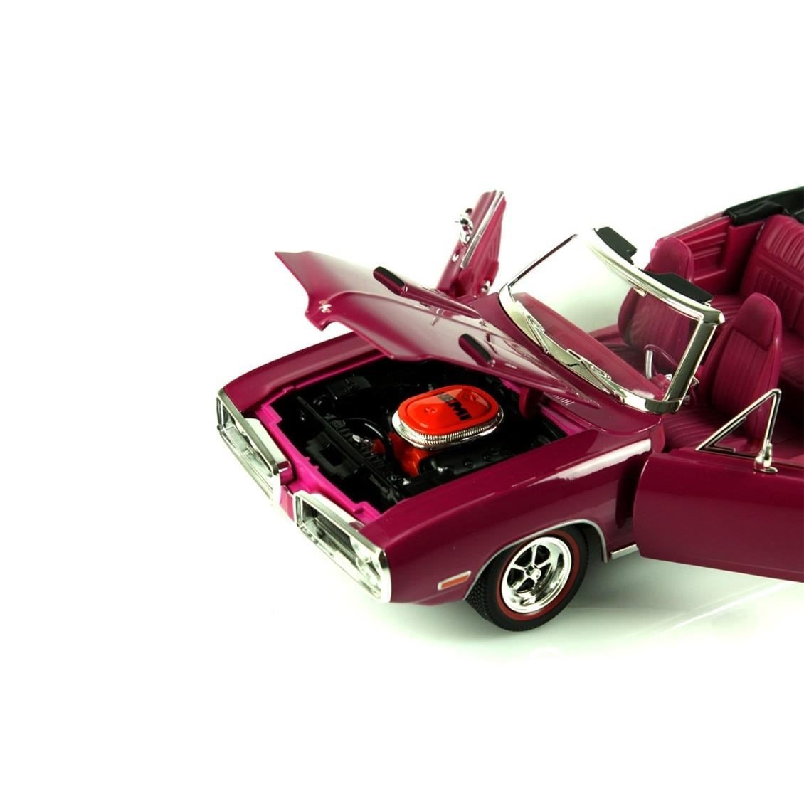 Road Signature 92548 1/18 Ölçek, 1970 Dodge Coronet R/T, Purple, Sergilemeye Hazır Metal Araba Modeli