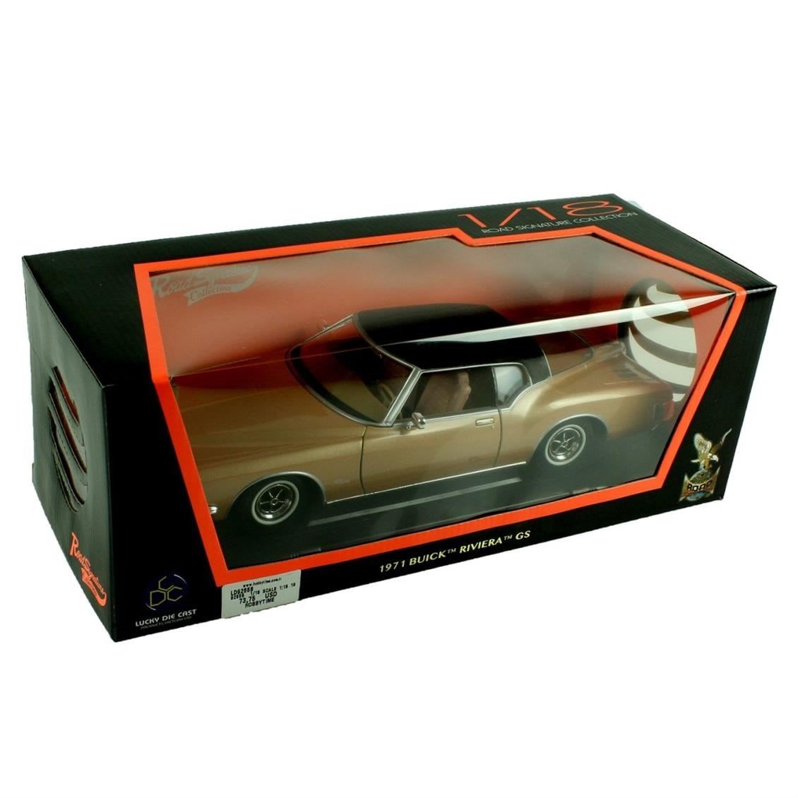 Road Signature 92558 1/18 Ölçek, 1971 Buick Riviera GS Vinil Top, Brown, Sergilemeye Hazır Metal Araba Modeli