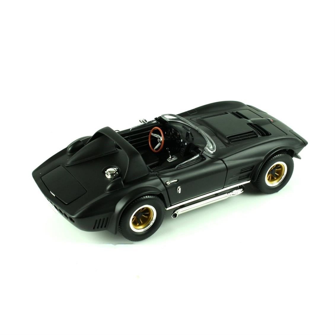 Road Signature 92697 1/18 Ölçek, 1964 Chevrolet Corvette Grand Sport, Black, Sergilemeye Hazır Metal Araba Modeli