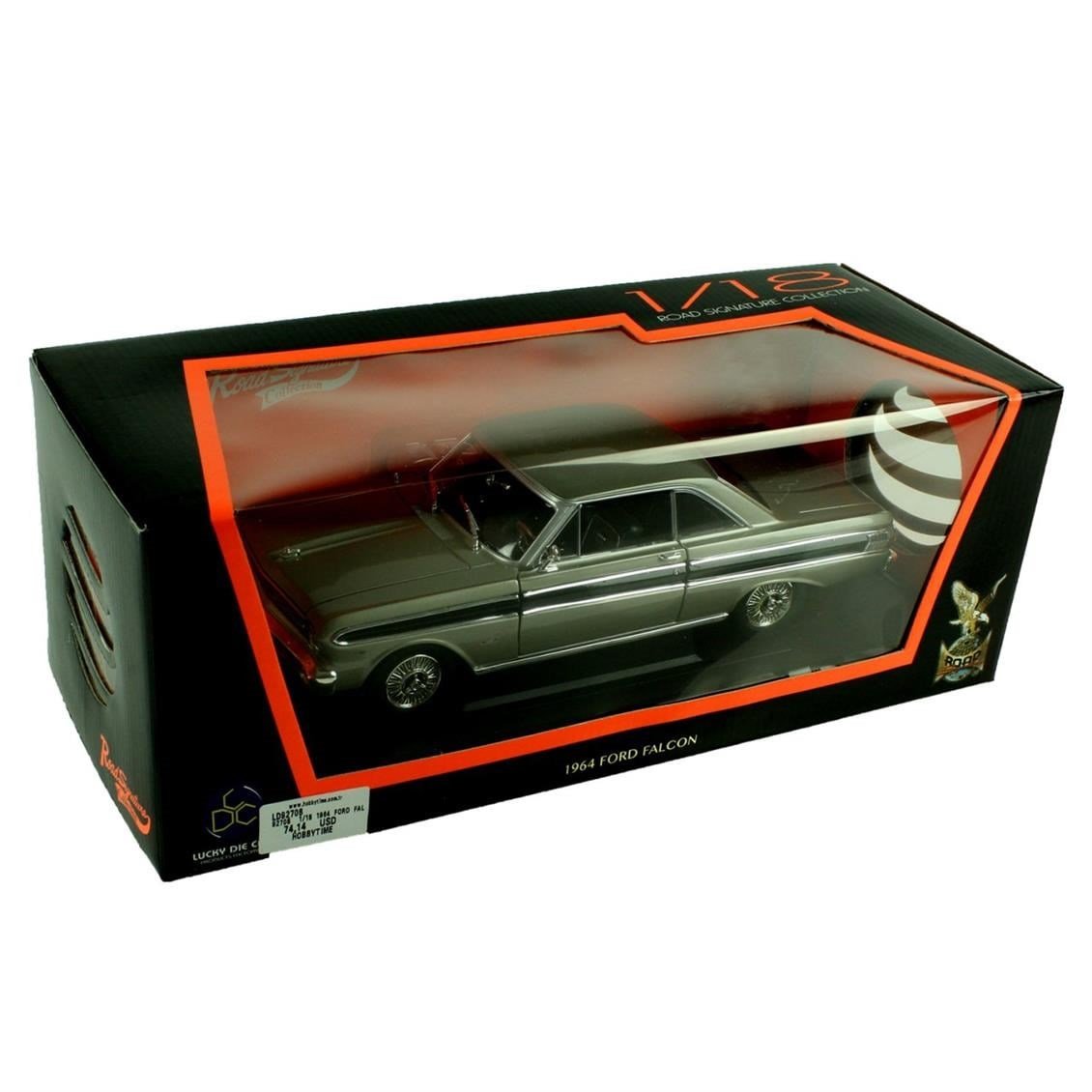 Road Signature 92708 1/18 Ölçek, 1964 Ford Falcon, Silver, Sergilemeye Hazır Metal Araba Modeli