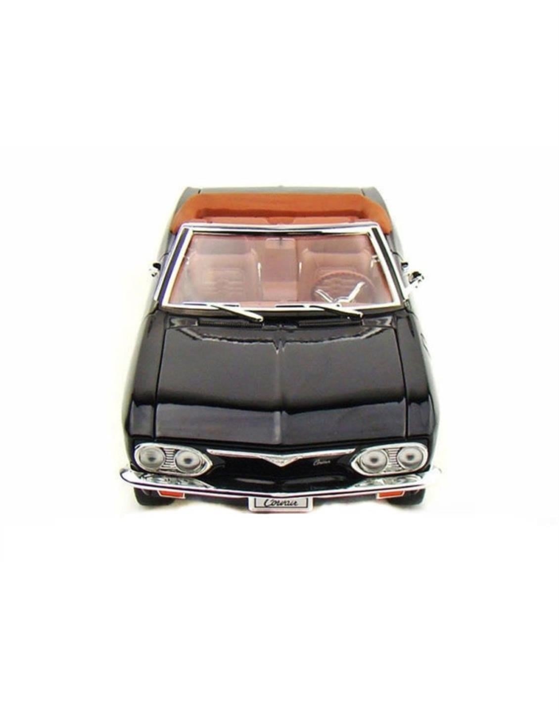 RoadSignature 92498 1/18 Ölçek, 1969 Chevrolet Corvair Monza,Cabrio, Siyah, Sergilemeye Hazır Metal Araba Modeli