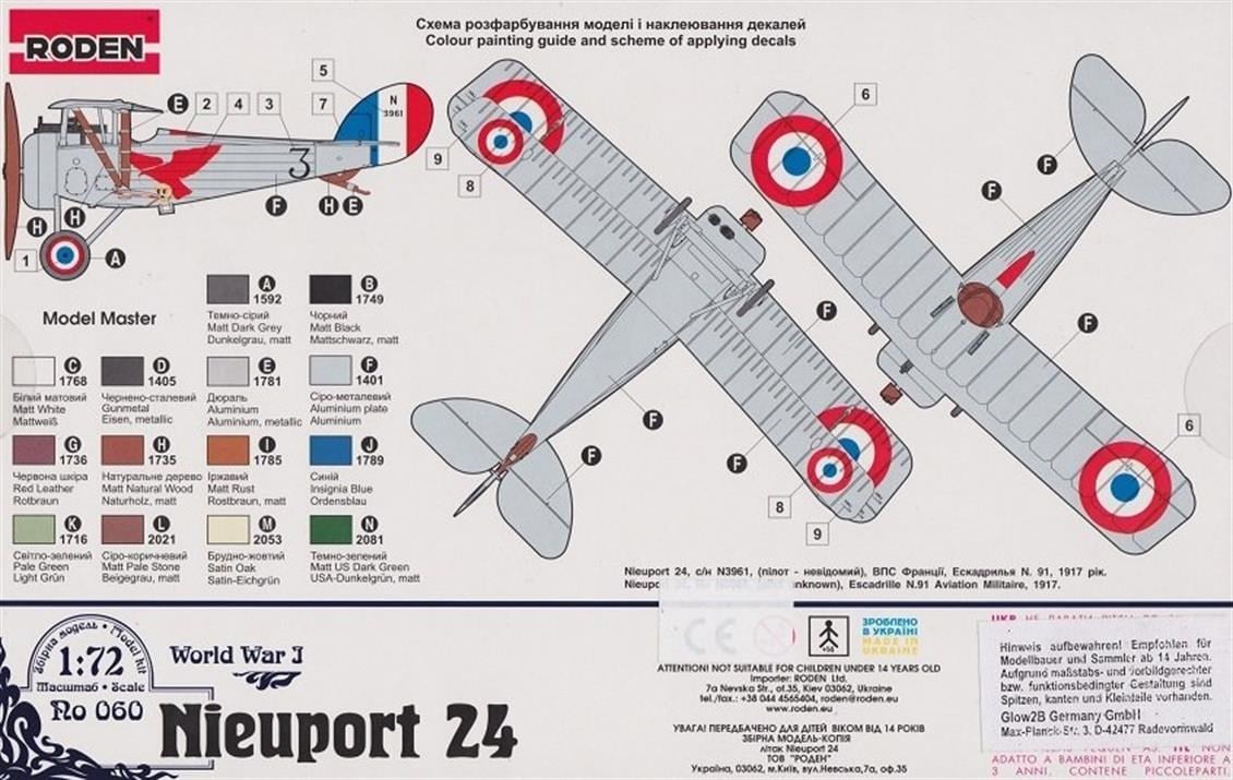 Roden 060 1/72 Ölçek, Nieuport 24