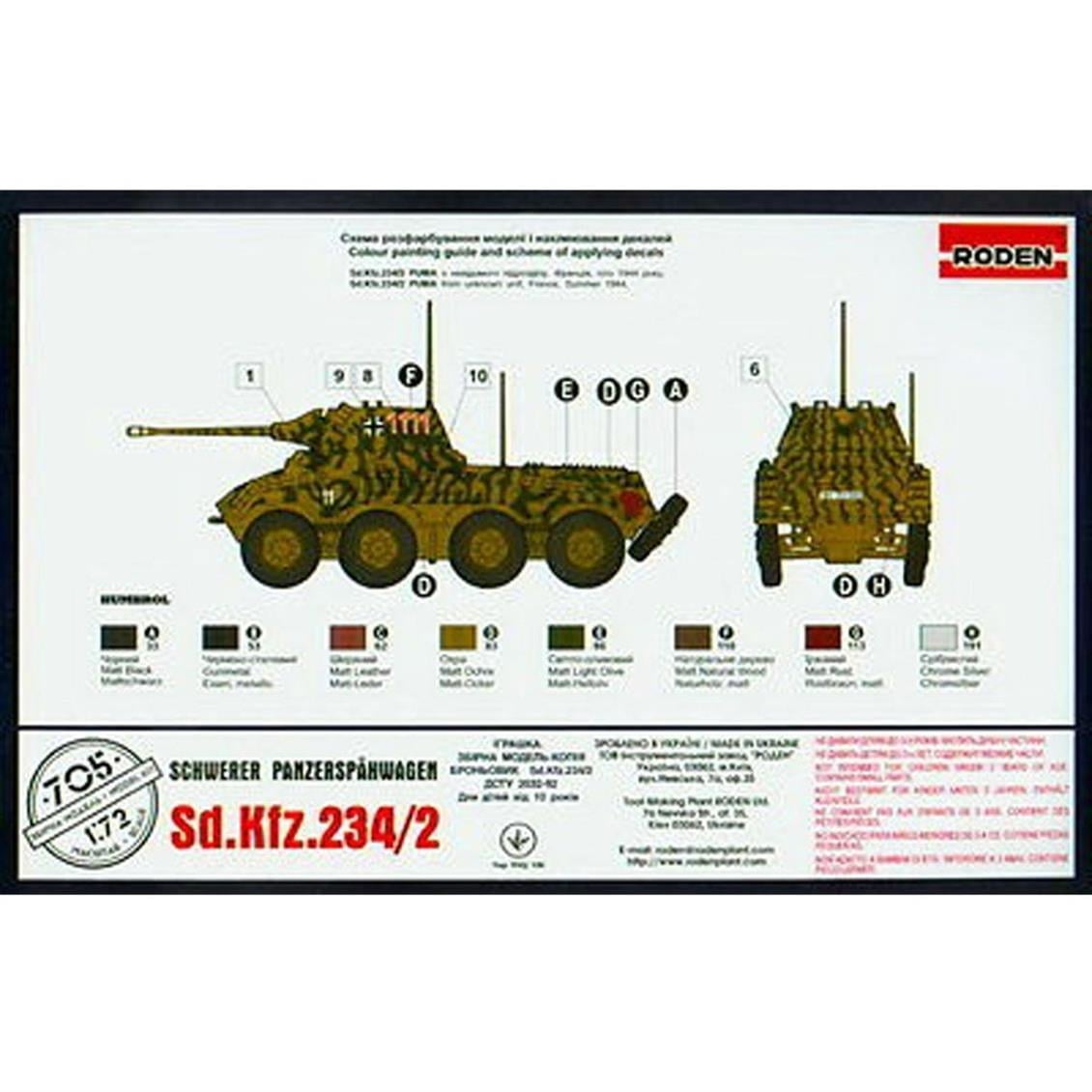 Roden 705 1/72 Ölçek, Sd.Kfz. 234/2
