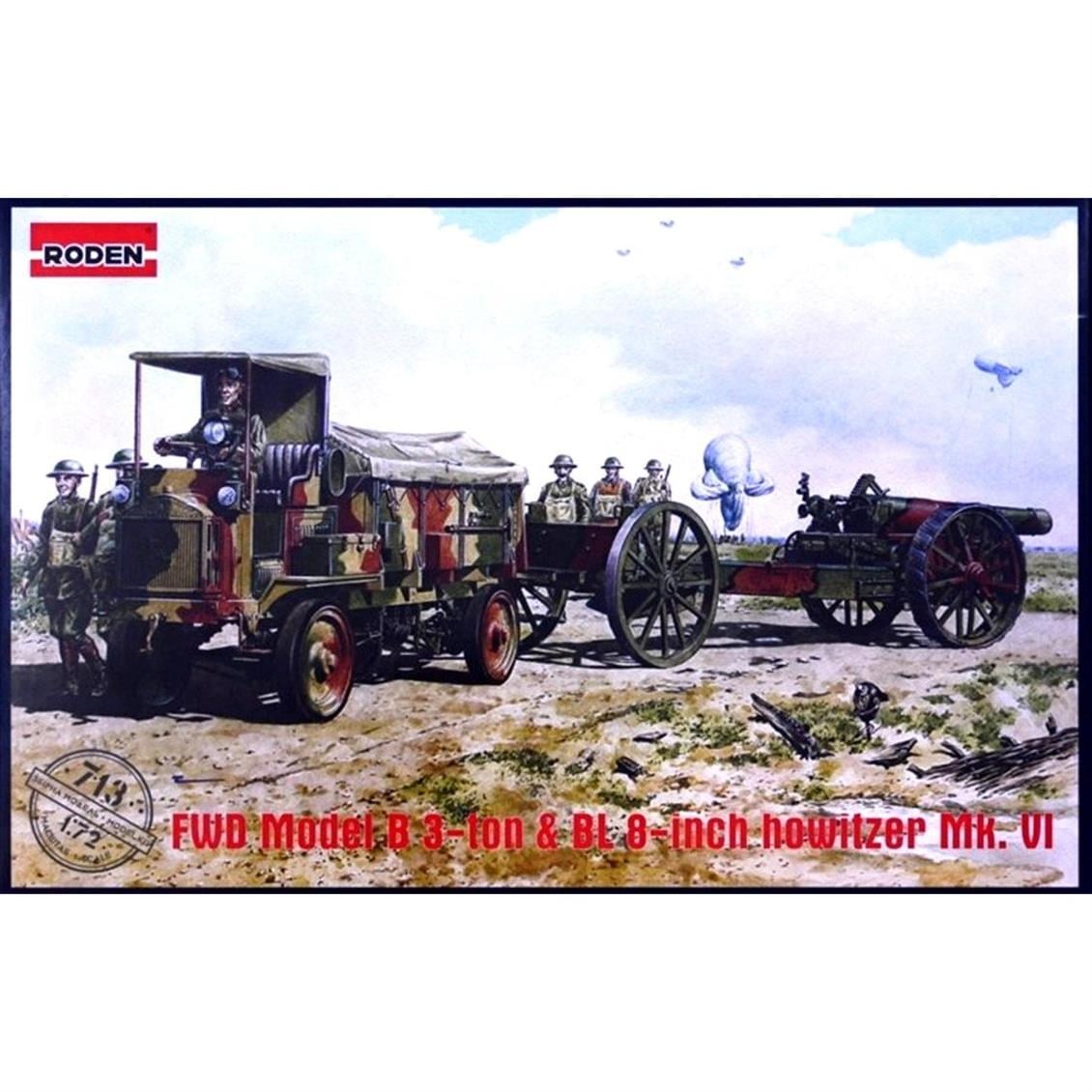 Roden 713 1/72 Ölçek, FWD Model B 3 ton and BL 8-inch howitzer