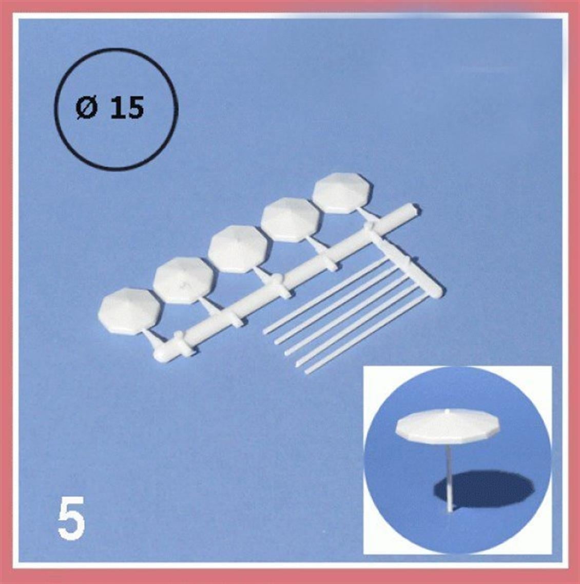 Schulcz 51012 1/333 Ölçek, Şemsiye -Beyaz -15 Mm Çap-5 Adet