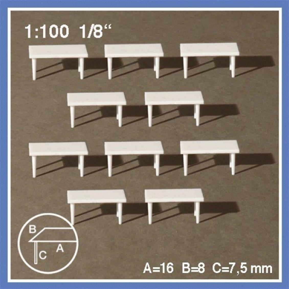Schulcz 5460202 1/100 Ölçek, 10 Tabels-White-8 X 16 Mm
