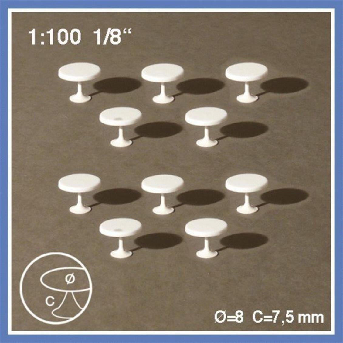 Schulcz 5460802 1/100 Ölçek, 10 Tabels-White-Ø 8 Mm
