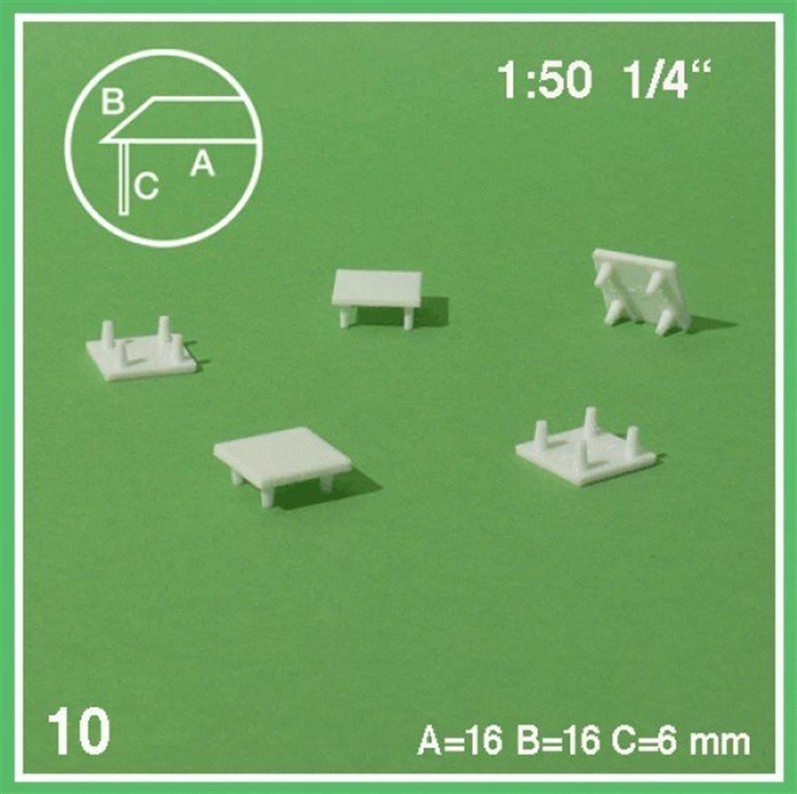 Schulcz 5561102 1/50 Ölçek, Kare Sehpa -16X16X6 Mm--Beyaz -5 Adet