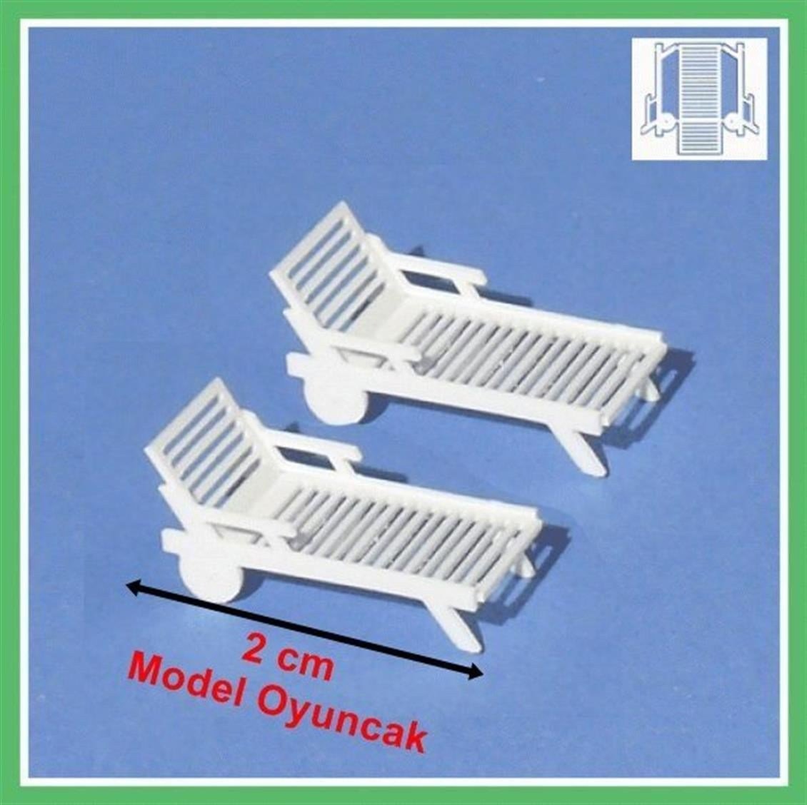 Schulcz 570101 1/25 Ölçek, Şezlong-Beyaz-Detaylı -2 Adet