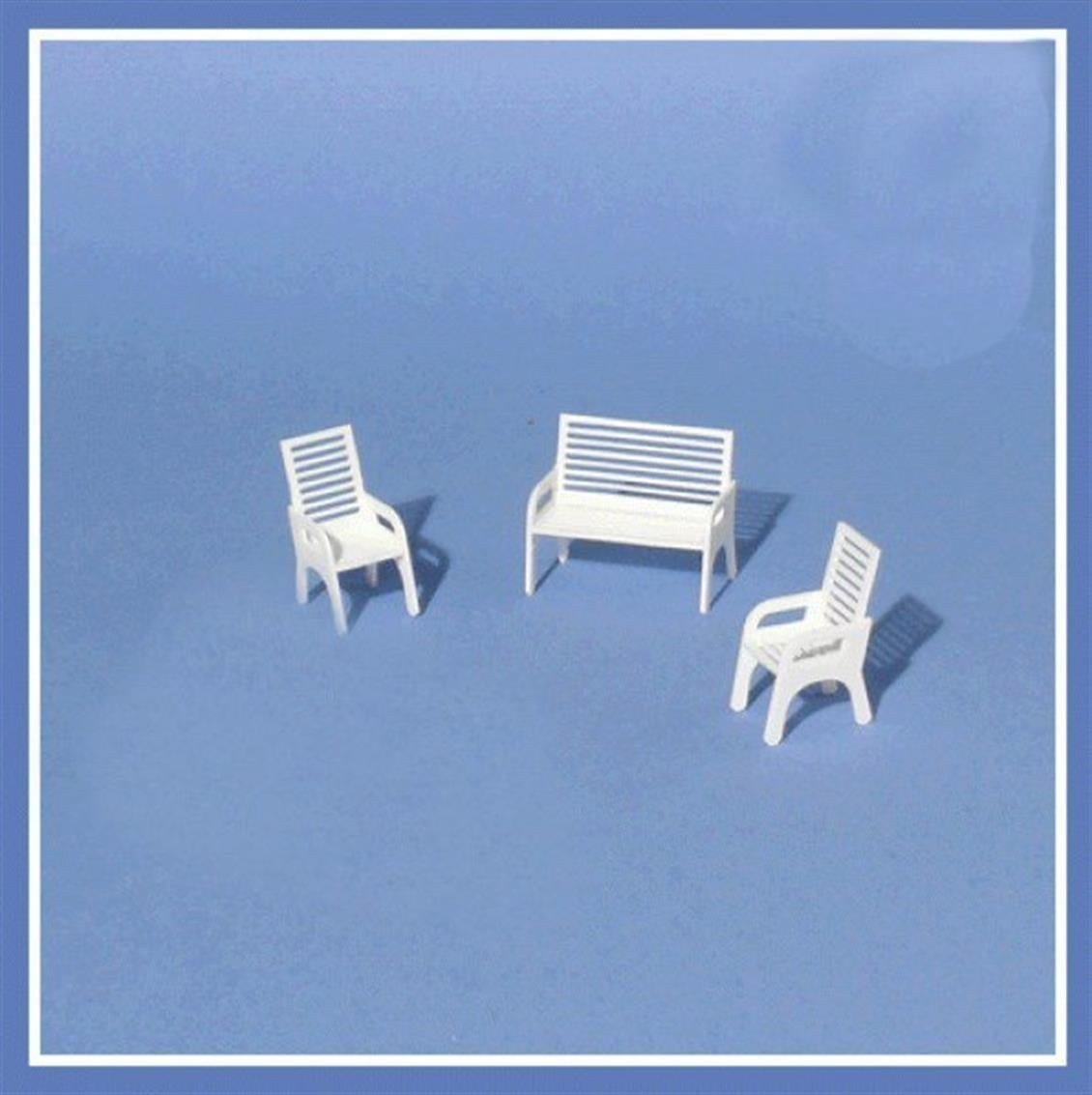 Schulcz 570301 1/25 Ölçek, Bahçe Bankı -Beyaz