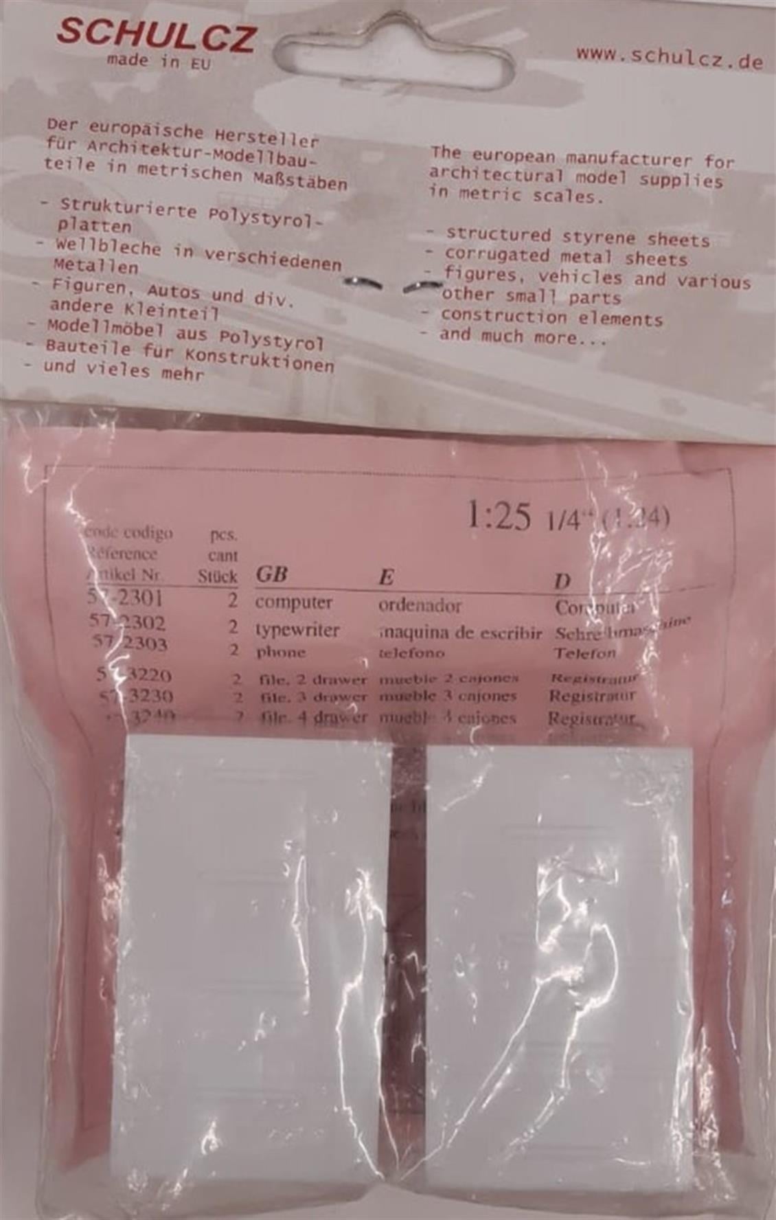 Schulcz 573240 1/25 Ölçek, Komodin -4 Çekmeceli -Beyaz