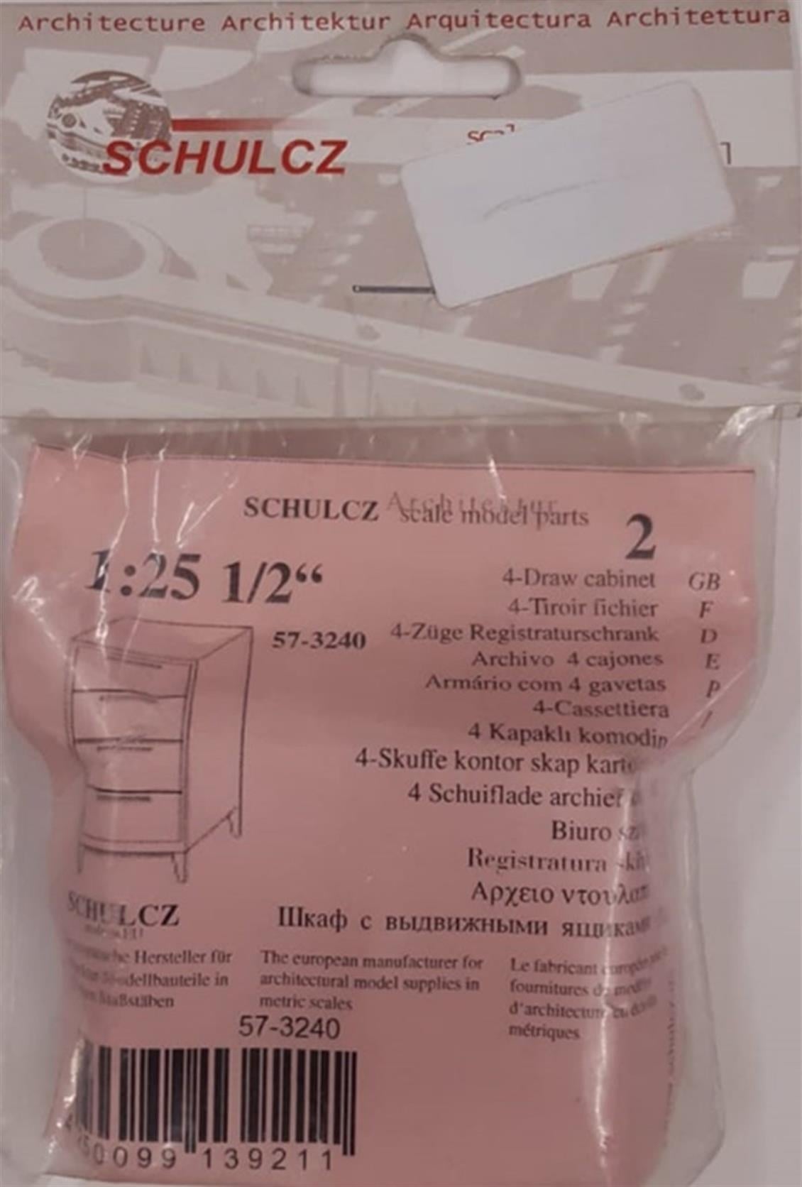 Schulcz 573240 1/25 Ölçek, Komodin -4 Çekmeceli -Beyaz