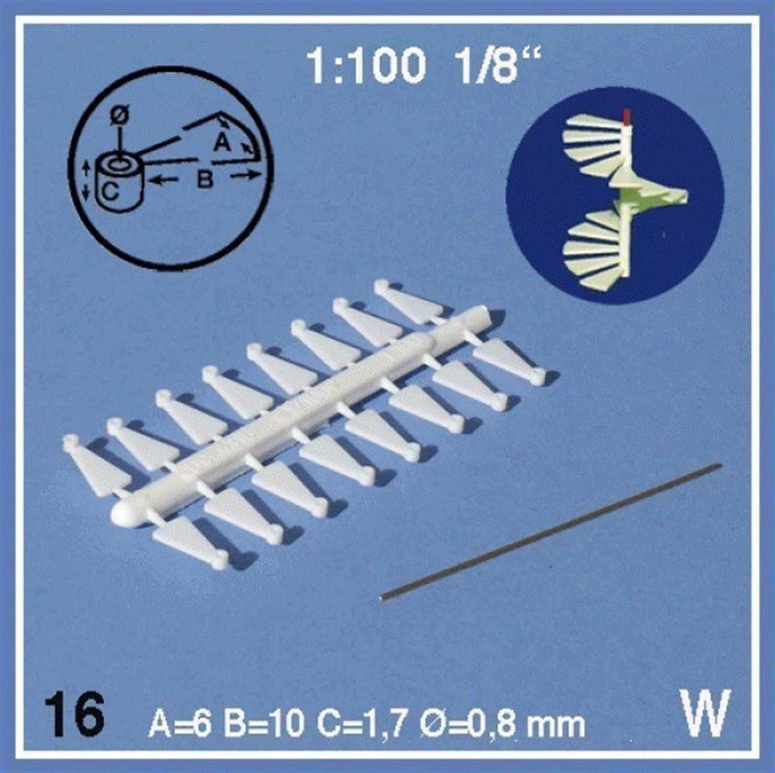 Schulcz 843112 1/100 Ölçek, 90° Dönüşlü-Sağ/Sol Merdıven-Beyaz-16