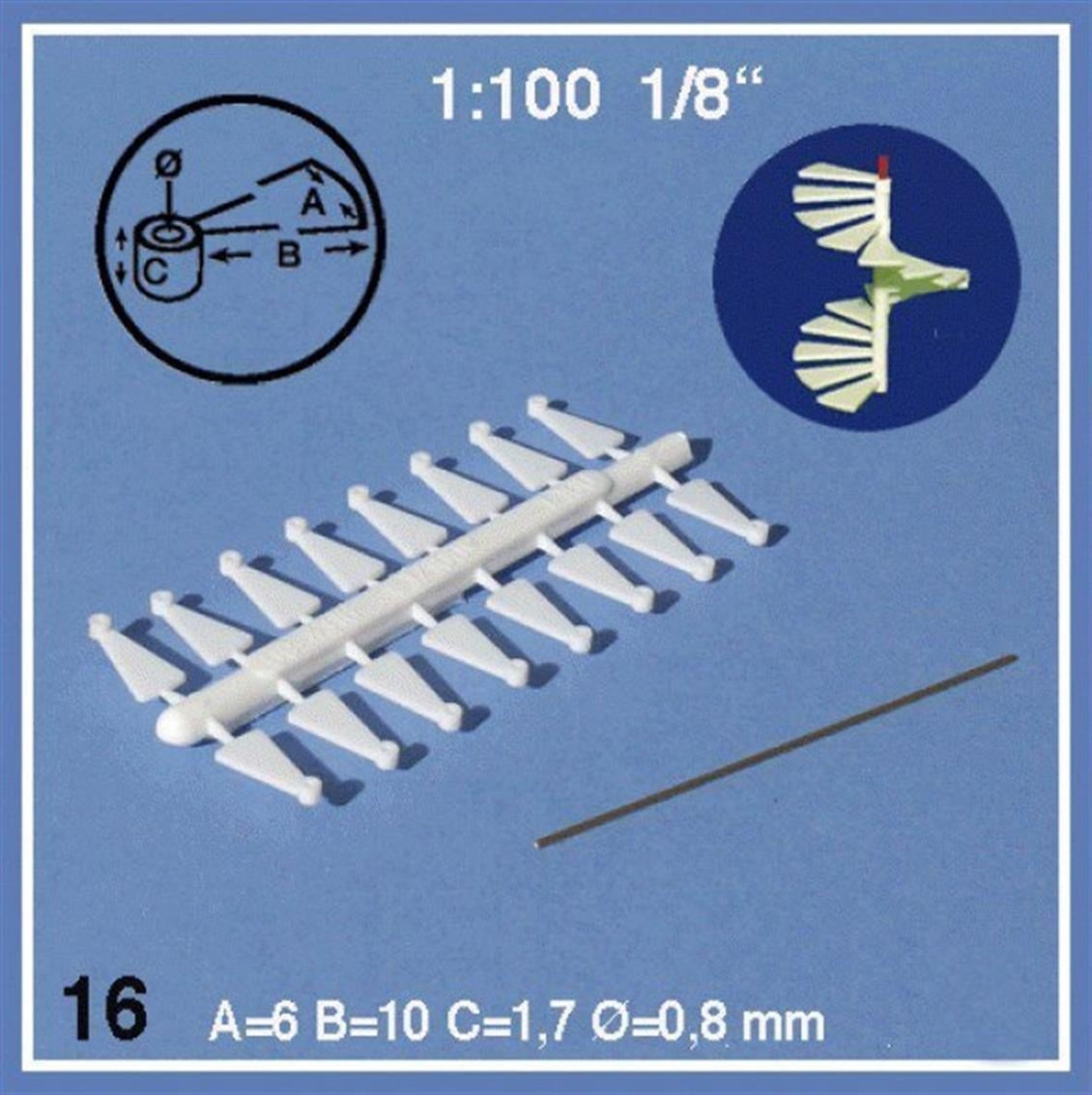 Schulcz 843216 1/100 Ölçek, -Spıral Basamaklar-Gümüşgri--16 Ade