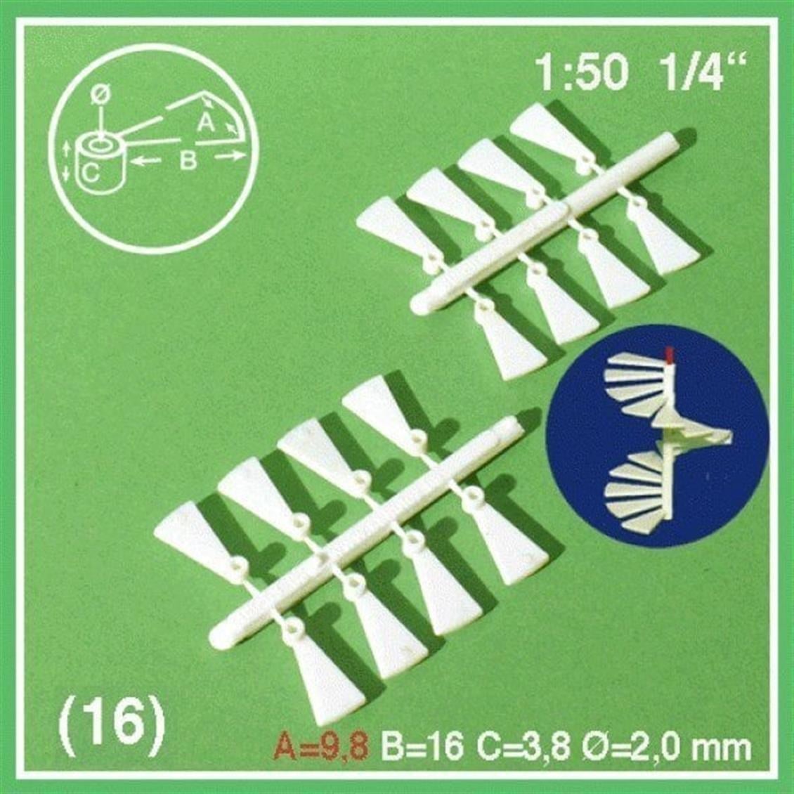 Schulcz 853103 1/50 Ölçek, Spıral Basamaklar-Beyaz-14 Adet