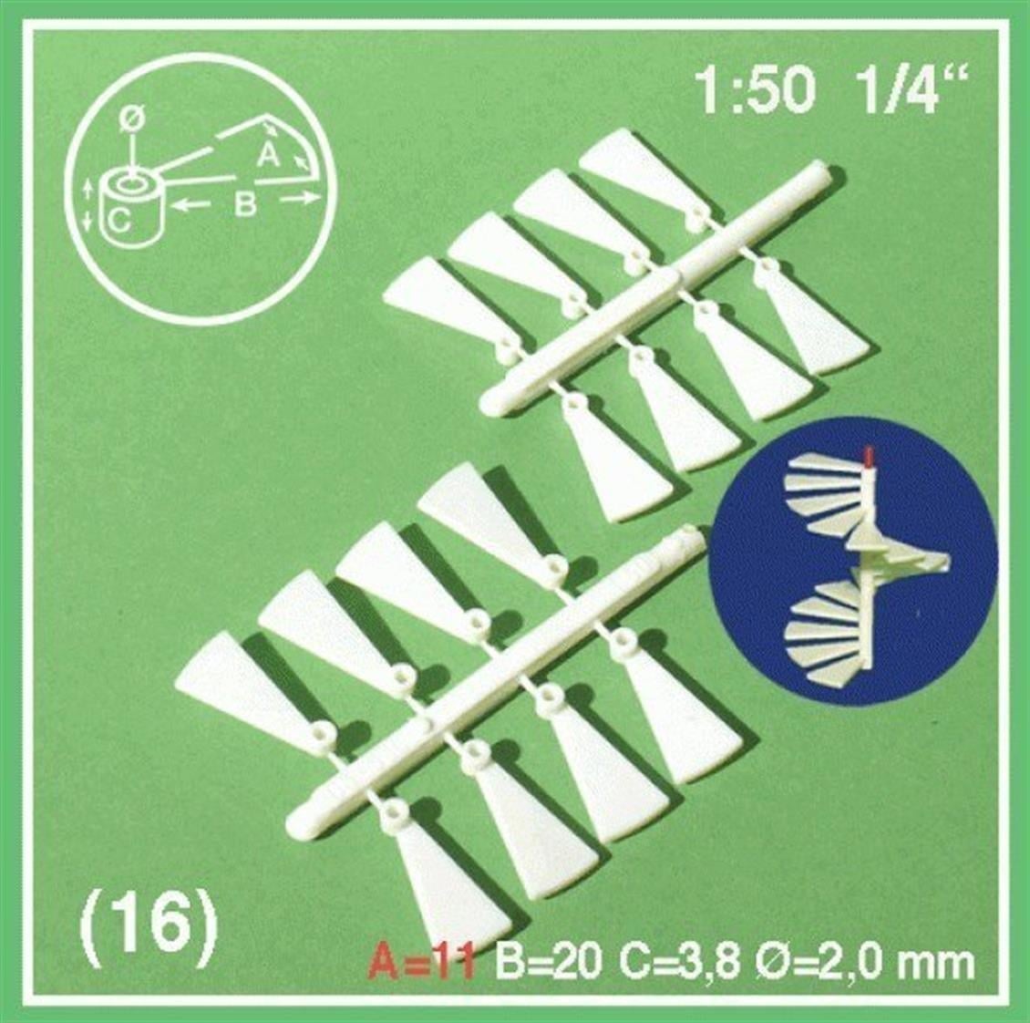 Schulcz 853108 1/50 Ölçek, Spıral Basamaklar-Beyaz-16 Adet