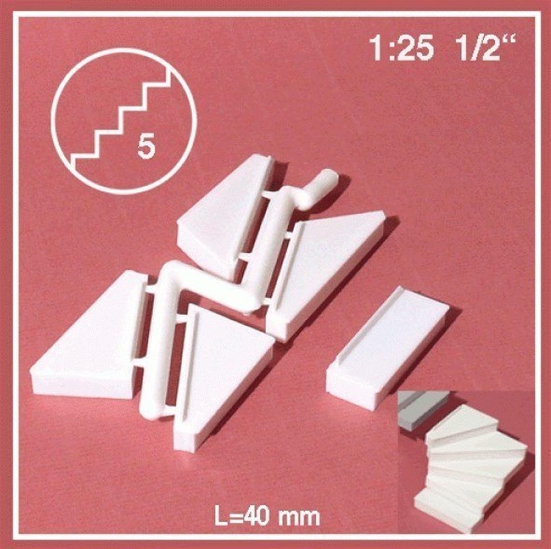 Schulcz 873122 1/25 Ölçek, 90° Sola Dönen Merdiven -Beyaz-300/195