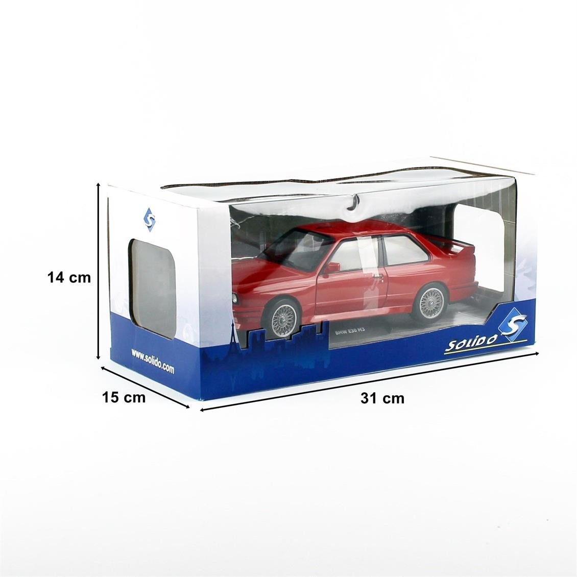 Solido 1801502 1/18 Ölçek, 1990 Bmw M3 E30 Sport Evo, Kırmızı, Sergilemeye Hazır Metal Araba Modeli