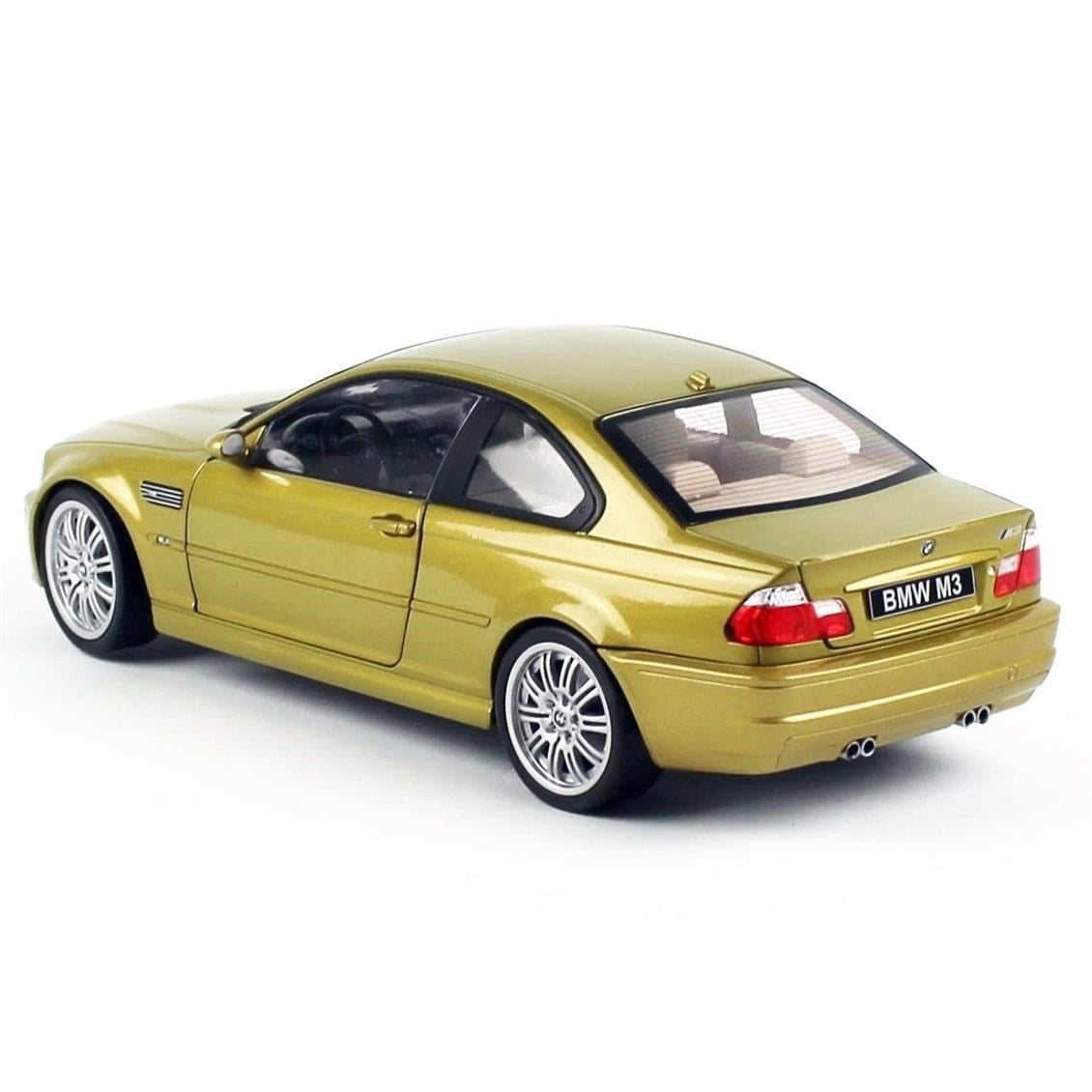 Solido 1806501 1/18 Ölçek, 2000 Bmw M3 (E46), Sarı, Sergilemeye Hazır Metal Araba Modeli