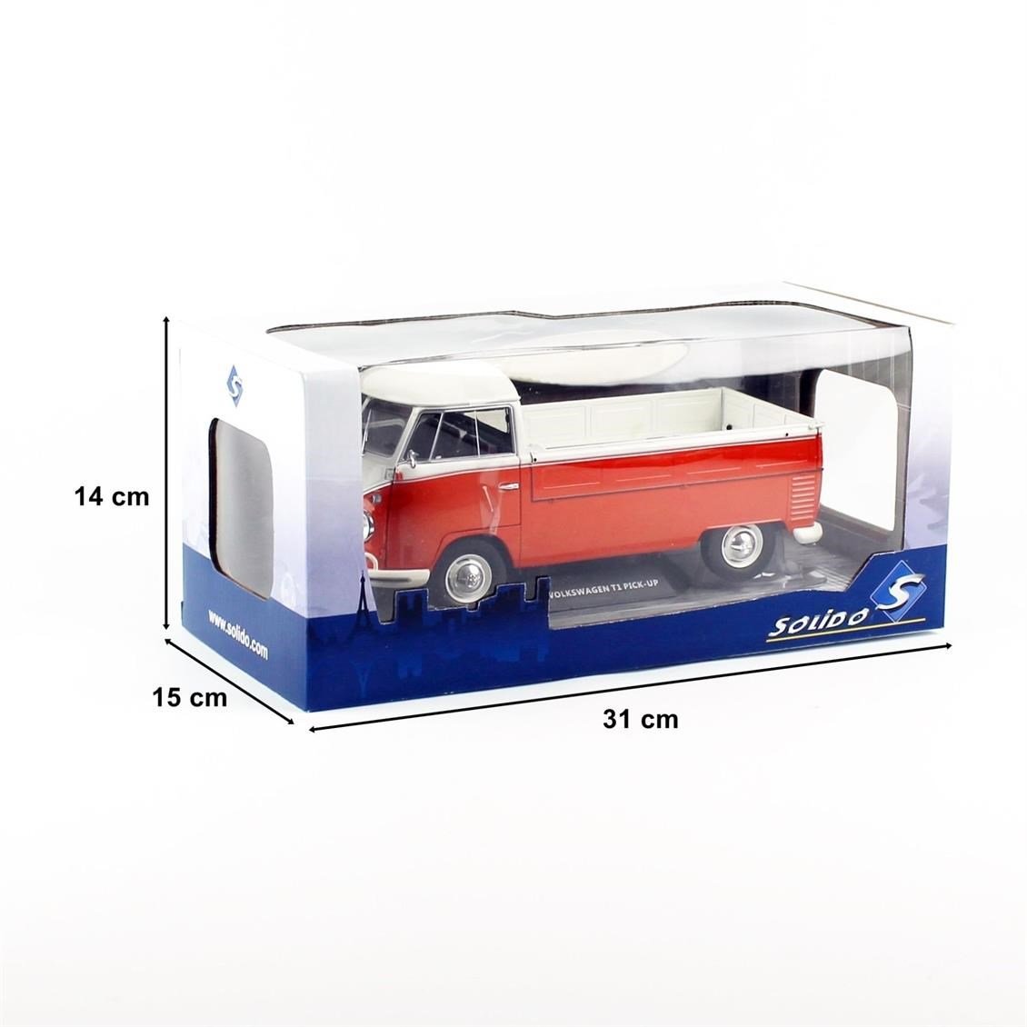 Solido 1806701 1/18 Ölçek, 1950 Volkswagen T1 Pick Up, Turuncu/Beyaz, Sergilemeye Hazır Metal Araba Modeli