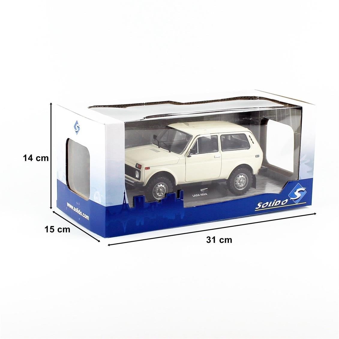 Solido 1807301 1/18 Ölçek, 1980 Lada Niva, Krem Beyaz, Sergilemeye Hazır Metal Araba Modeli