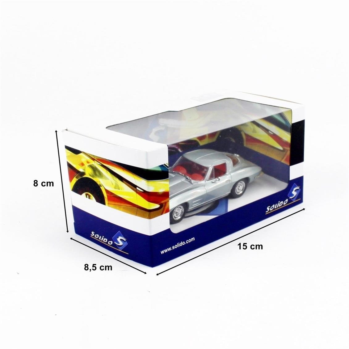 Solido 4400800 1/43 Ölçek, Chevrolet Corvette Stingray, Gri, Sergilemeye Hazır Metal Araba Modeli