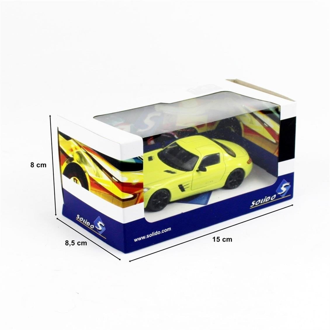 Solido 4401100 1/43 Ölçek, Mercedes Benz SLS AMG, Sarı, Sergilemeye Hazır Metal Araba Modeli