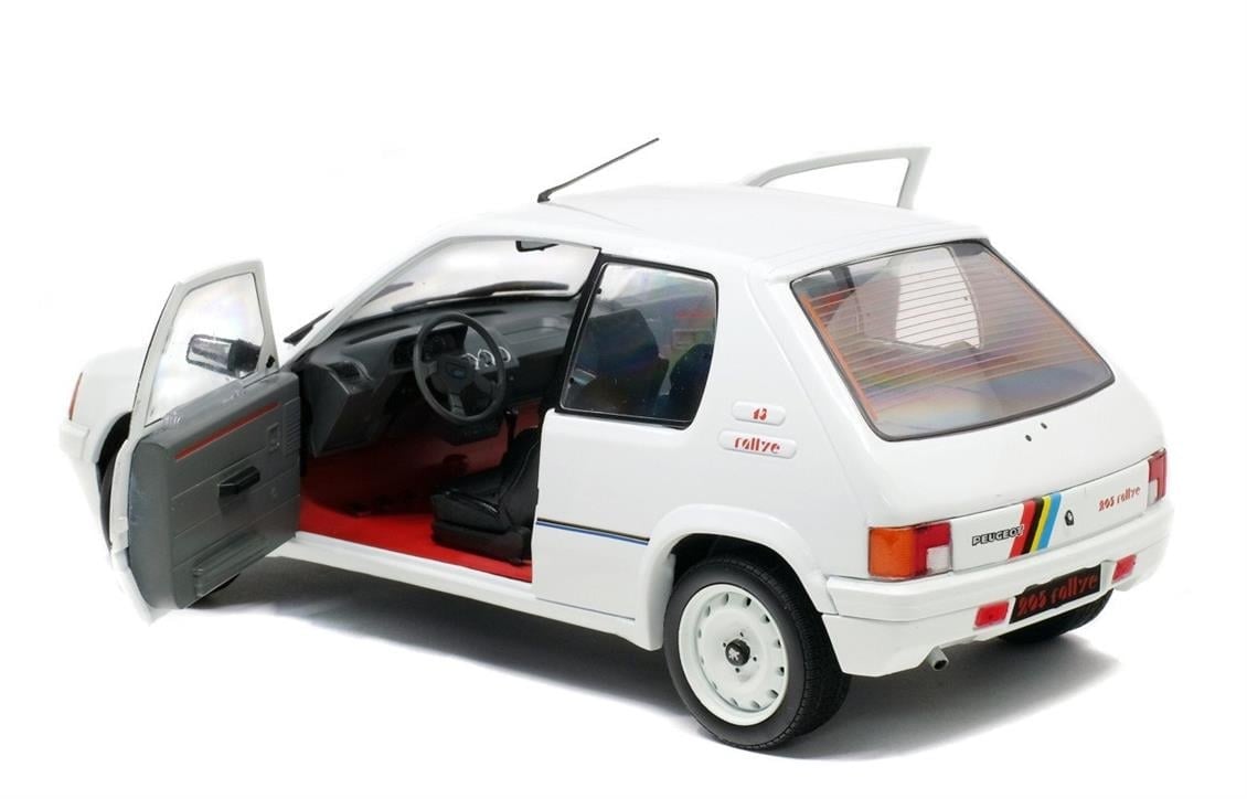 Solido S1801701 1/18 Ölçek, 1988 Peugeot 205 Rally-Beyaz-Sergilemeye Hazır Metal Araba Modeli