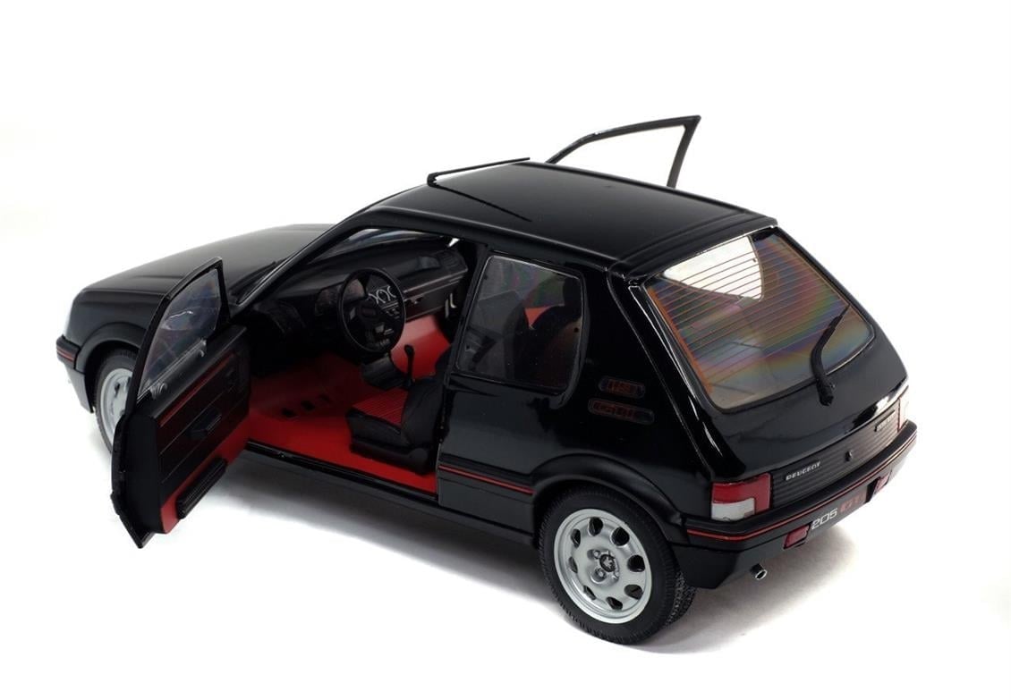 Solido S1801707 1/18 Ölçek, 1990 Peugeot 205 GTI Mk.2 1.9L-Siyah-Sergilemeye Hazır Metal Araba Modeli