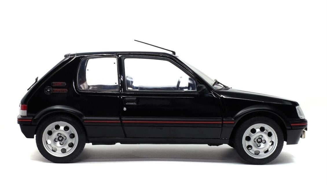 Solido S1801707 1/18 Ölçek, 1990 Peugeot 205 GTI Mk.2 1.9L-Siyah-Sergilemeye Hazır Metal Araba Modeli