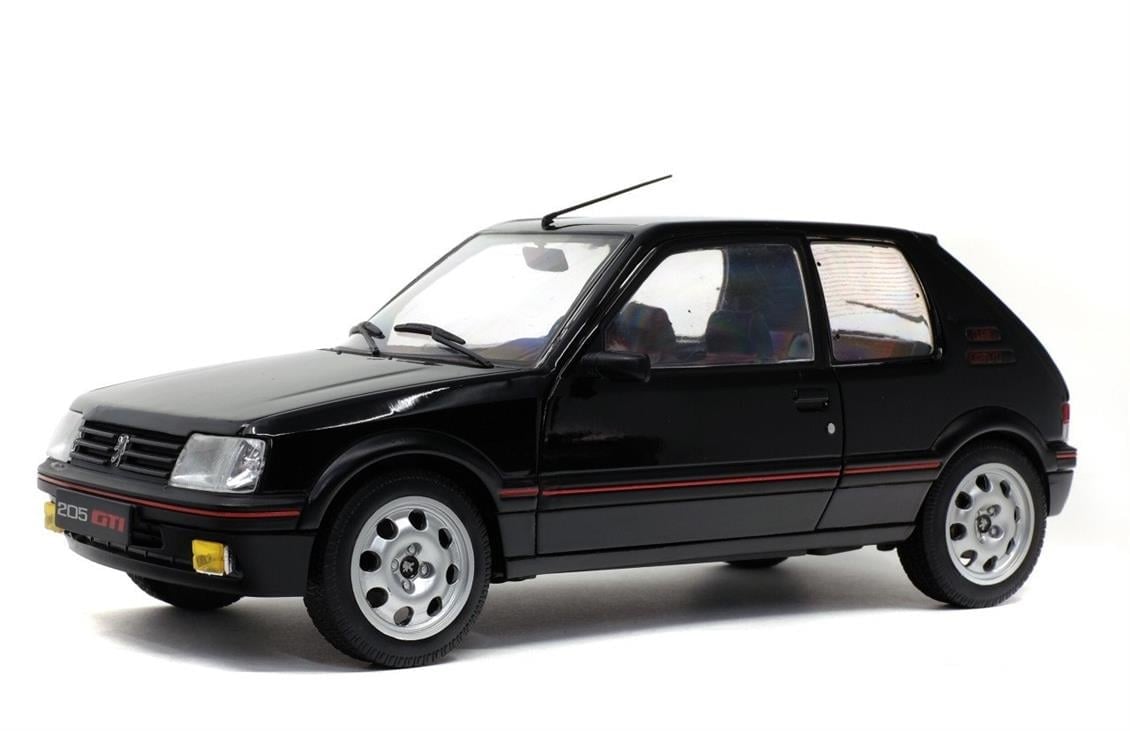Solido S1801707 1/18 Ölçek, 1990 Peugeot 205 GTI Mk.2 1.9L-Siyah-Sergilemeye Hazır Metal Araba Modeli