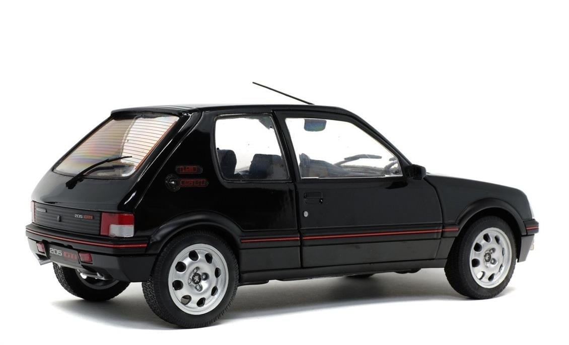 Solido S1801707 1/18 Ölçek, 1990 Peugeot 205 GTI Mk.2 1.9L-Siyah-Sergilemeye Hazır Metal Araba Modeli