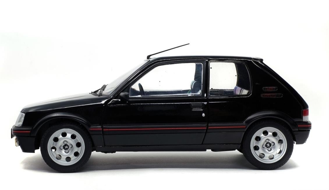 Solido S1801707 1/18 Ölçek, 1990 Peugeot 205 GTI Mk.2 1.9L-Siyah-Sergilemeye Hazır Metal Araba Modeli