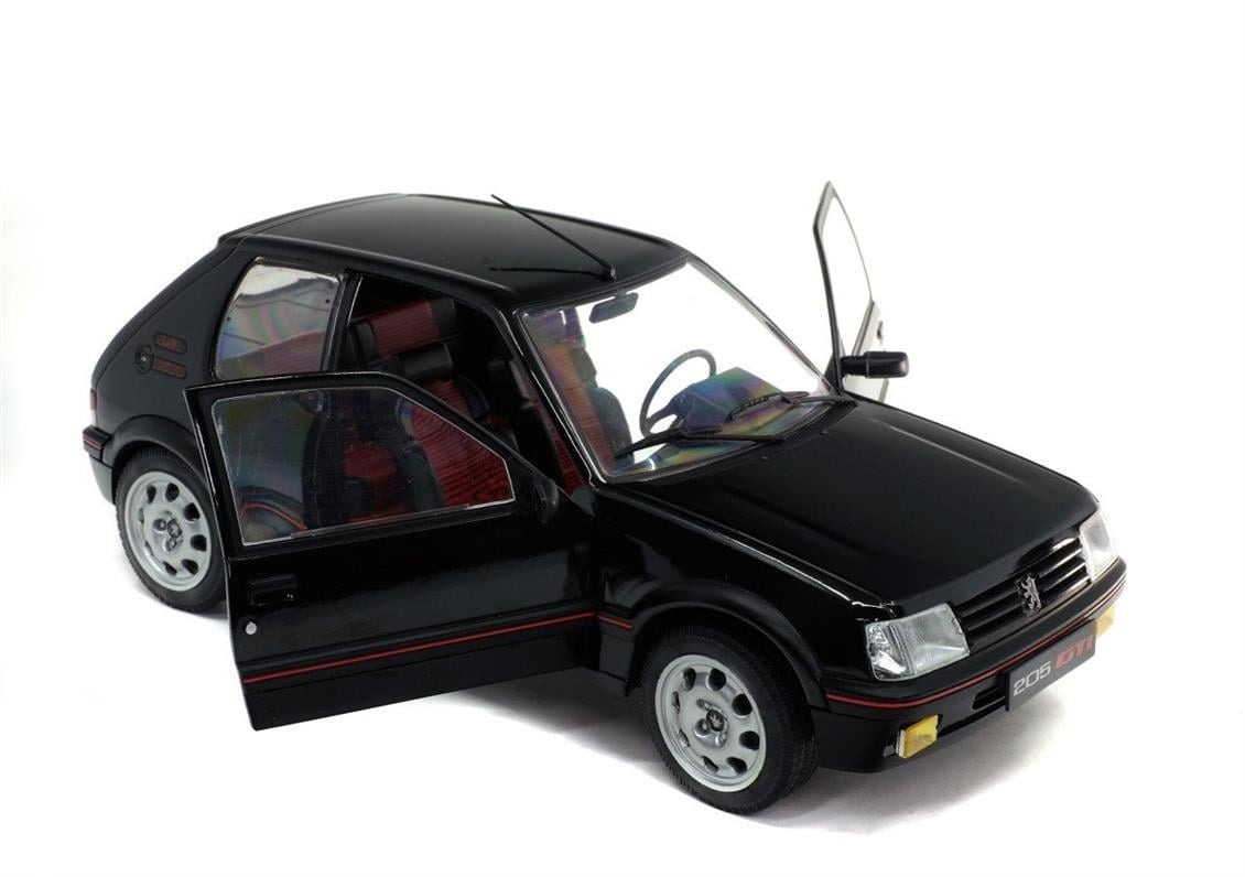 Solido S1801707 1/18 Ölçek, 1990 Peugeot 205 GTI Mk.2 1.9L-Siyah-Sergilemeye Hazır Metal Araba Modeli