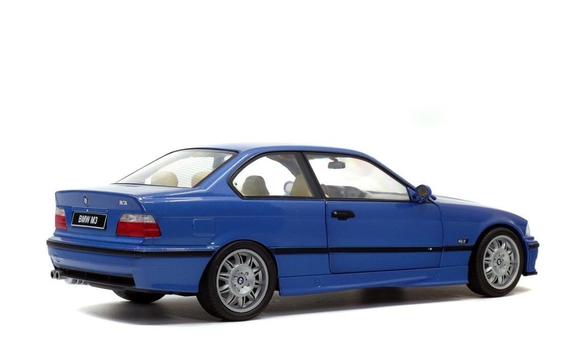 Solido S1803901 1/18 Ölçek, 1992 Bmw M3 E36-Mavi-Sergilemeye Hazır Metal Araba Modeli