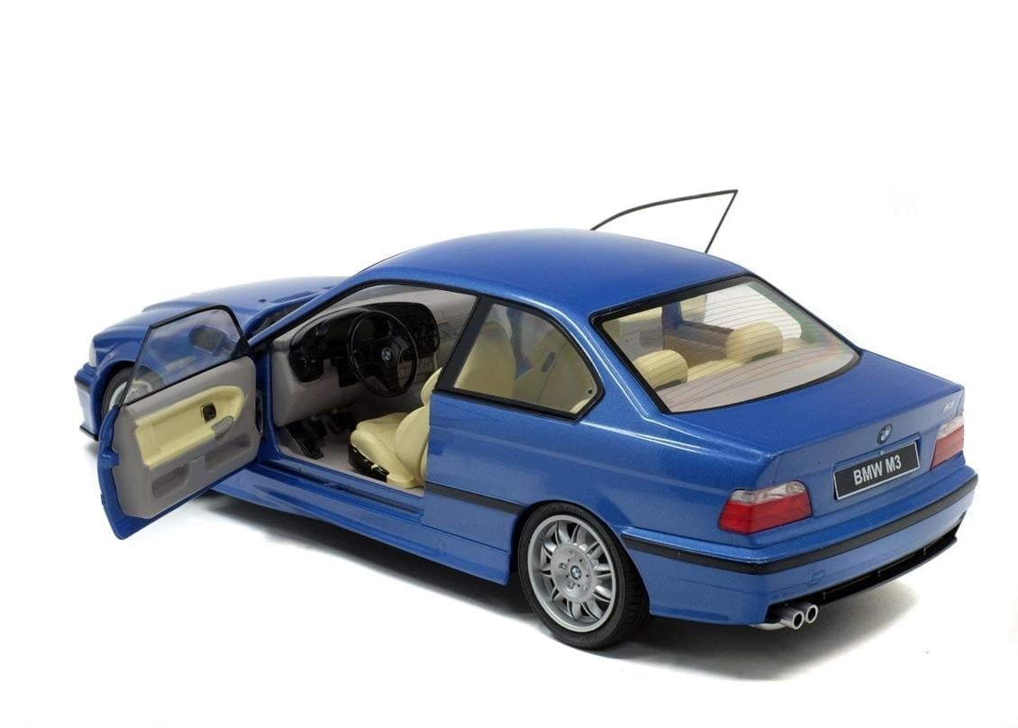 Solido S1803901 1/18 Ölçek, 1992 Bmw M3 E36-Mavi-Sergilemeye Hazır Metal Araba Modeli