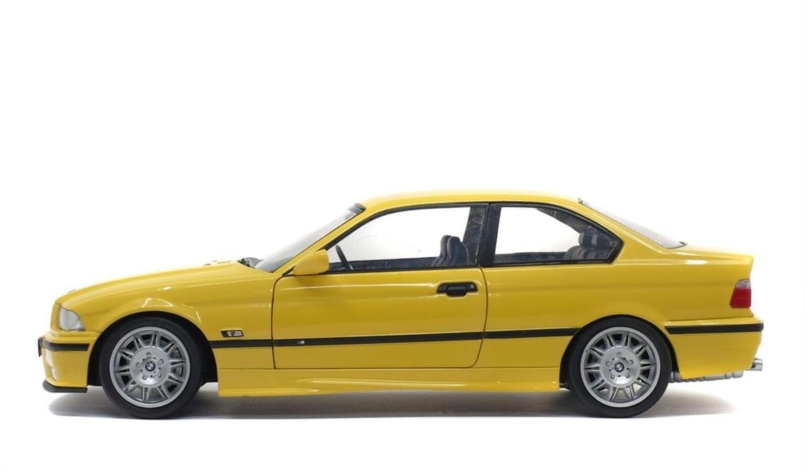 Solido S1803902 1/18 Ölçek, 1992 Bmw M3 E36-Sarı-Sergilemeye Hazır Metal Araba Modeli