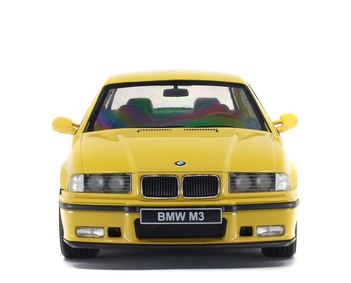 Solido S1803902 1/18 Ölçek, 1992 Bmw M3 E36-Sarı-Sergilemeye Hazır Metal Araba Modeli