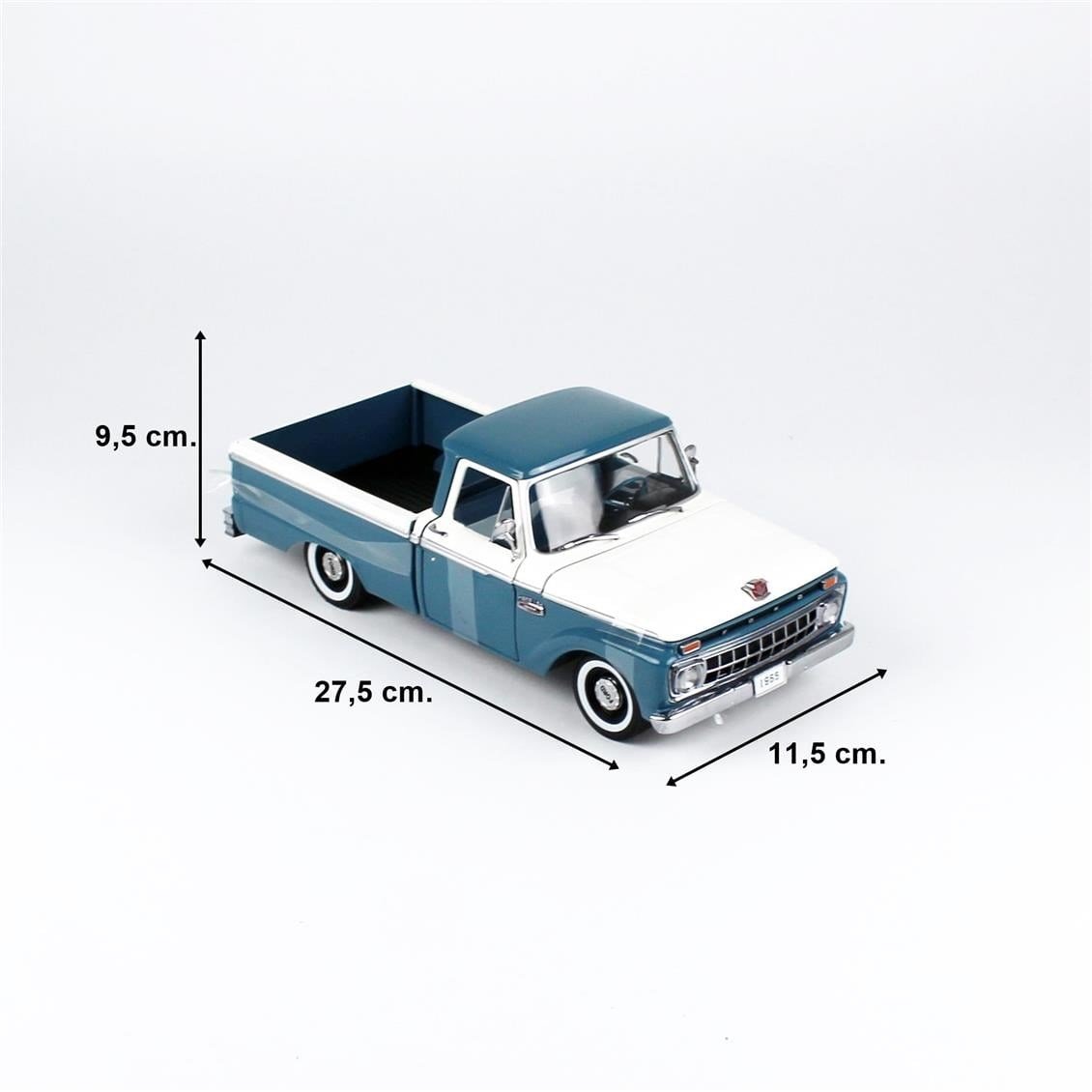 Sunstar 1303 1/18 Ölçek, 1965 Ford F-100 Kamyonet, Mavi-Beyaz, Sergilemeye Hazır Metal Araba Modeli