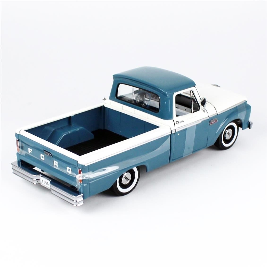 Sunstar 1303 1/18 Ölçek, 1965 Ford F-100 Kamyonet, Mavi-Beyaz, Sergilemeye Hazır Metal Araba Modeli