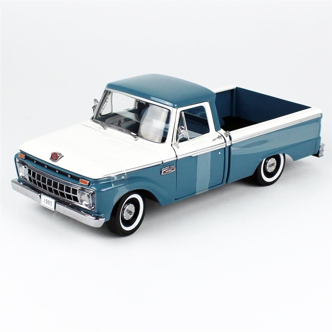 Sunstar 1303 1/18 Ölçek, 1965 Ford F-100 Kamyonet, Mavi-Beyaz, Sergilemeye Hazır Metal Araba Modeli