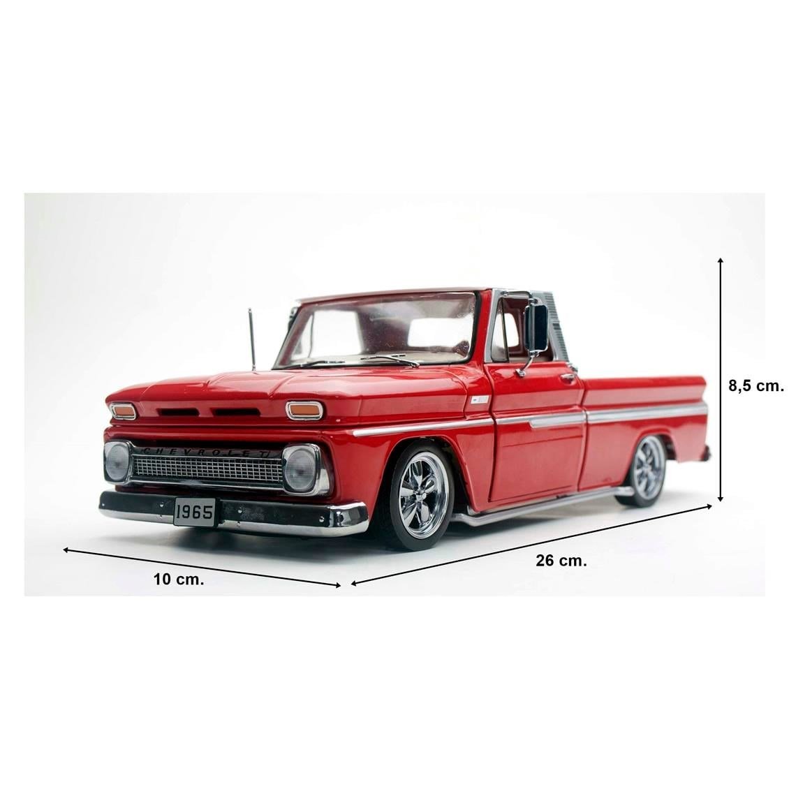 Sunstar 1365 1/18 Ölçek, 1965 Chevrolet C-10 Styleside Alçaltılmış Kamyonet, Kırmızı, Sergilemeye Hazır Metal Araba Modeli