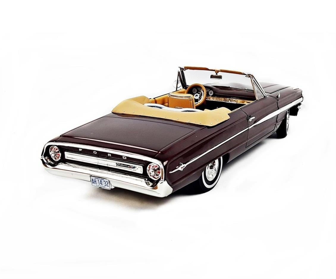 Sunstar 1432 1/18 Ölçek, 1964 Ford Galaxie 500 XL Open Convertible, Bordo, Sergilemeye Hazır Metal Araba Modeli